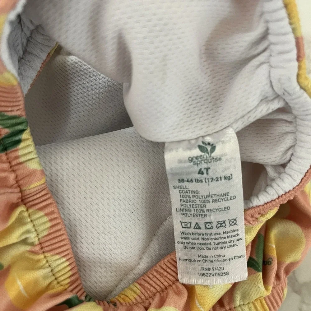 Green Sprouts Swim Diapers 4T Lemon Print Reusable - Set Of 2